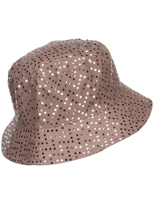 Bucket Hats Ladies Bling Disk Bucket Hat - Beige - CX12ENS0T39 $26.13