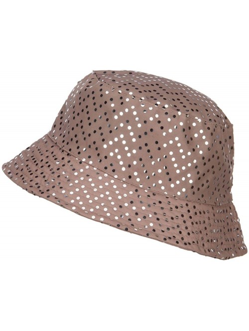 Bucket Hats Ladies Bling Disk Bucket Hat - Beige - CX12ENS0T39 $26.13