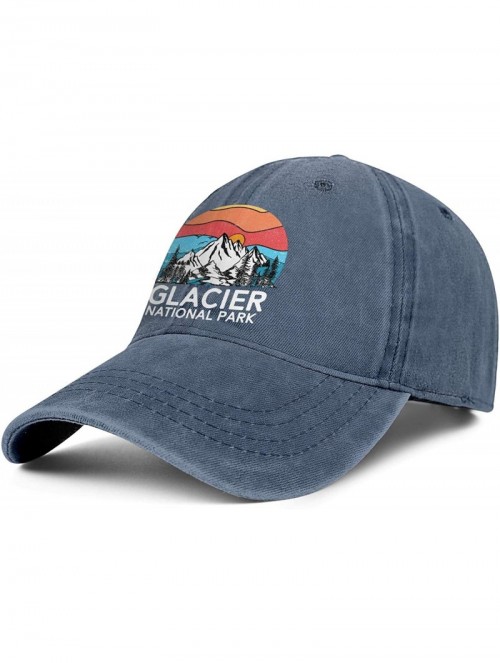 Baseball Caps Vintage-Glacier-National-Park- Hat for Mens Womens Sun Hat Adjustable Outdoor Denim Strapback Hat Caps - C218WS...