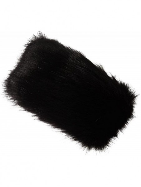 Cold Weather Headbands Women's Faux Fur Headband Winter Russian Ski Earwarmer with Fleece Lining - Black - CQ12N5TEEPH $14.55