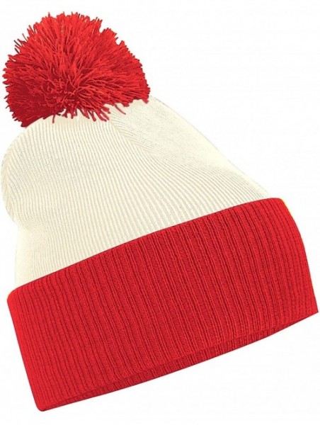 Skullies & Beanies Snowstar Duo Two-Tone Winter Beanie Hat - Black/Bright Red - CV11E5OCU8T $10.63