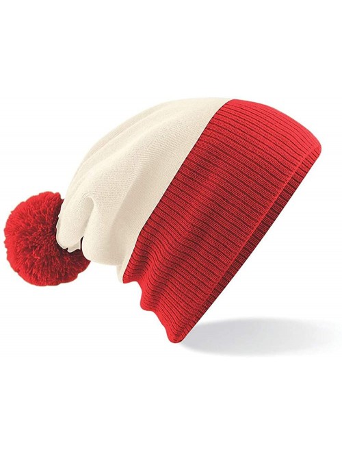 Skullies & Beanies Snowstar Duo Two-Tone Winter Beanie Hat - Black/Bright Red - CV11E5OCU8T $10.63