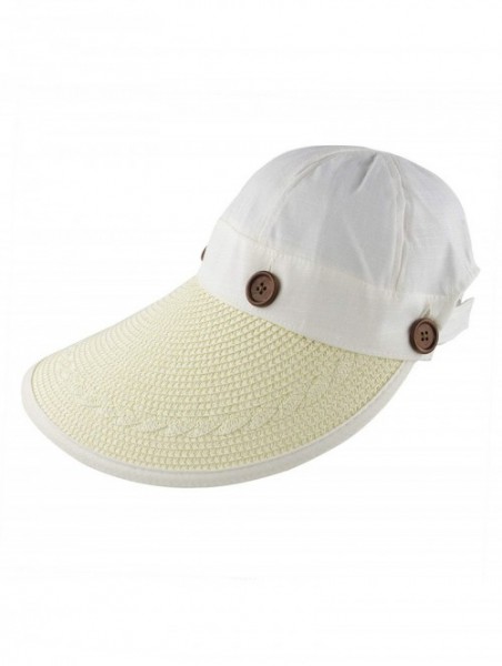 Sun Hats Women's Reversible 2-in-1 Wide Brim Floppy Hat UV Protection Hats for Beach Glof - Beige White - C818CLROGSS $21.78