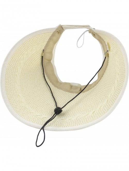 Sun Hats Women's Reversible 2-in-1 Wide Brim Floppy Hat UV Protection Hats for Beach Glof - Beige White - C818CLROGSS $21.78