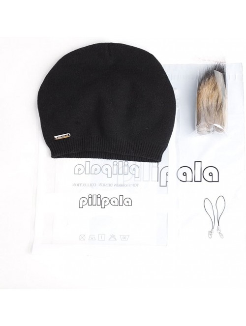 Skullies & Beanies Women Oversized Slouchy Beanie Bobble Hat with Fur Pompom VC17601 Black Gold Pompom - CP185K9T5D3 $18.20