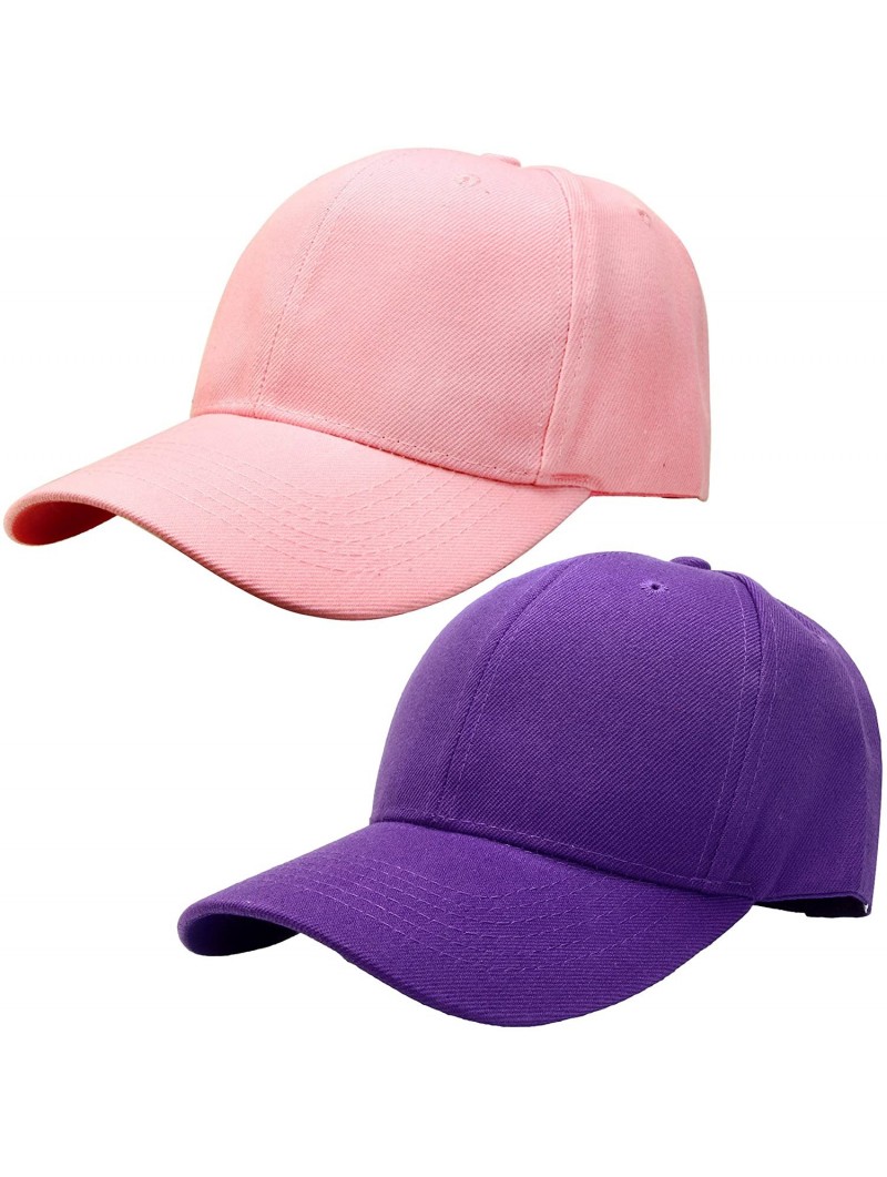 Baseball Caps Baseball Dad Cap Adjustable Size Perfect for Running Workouts and Outdoor Activities - 2pcs Pink & Purple - CU1...