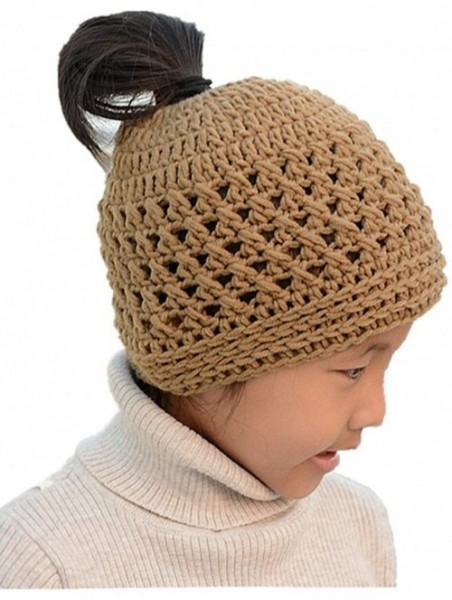 Skullies & Beanies Messy Bun Hats Ponytail Beanie Homemade Chirstmas Gifts - Brown - CE12O489CVS $18.40