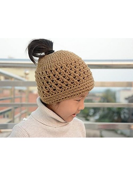 Skullies & Beanies Messy Bun Hats Ponytail Beanie Homemade Chirstmas Gifts - Brown - CE12O489CVS $18.40