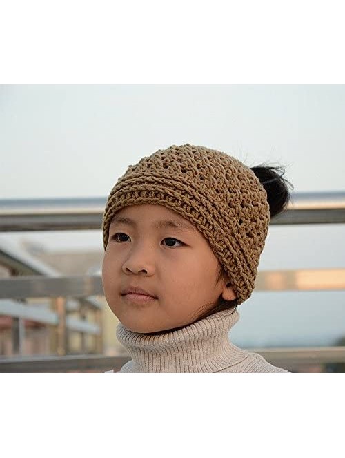 Skullies & Beanies Messy Bun Hats Ponytail Beanie Homemade Chirstmas Gifts - Brown - CE12O489CVS $18.40