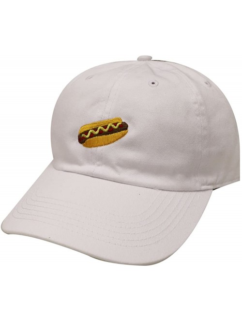 Baseball Caps Hotdog Cotton Baseball Dad Caps - White - CB12LQ2GBD7 $15.58