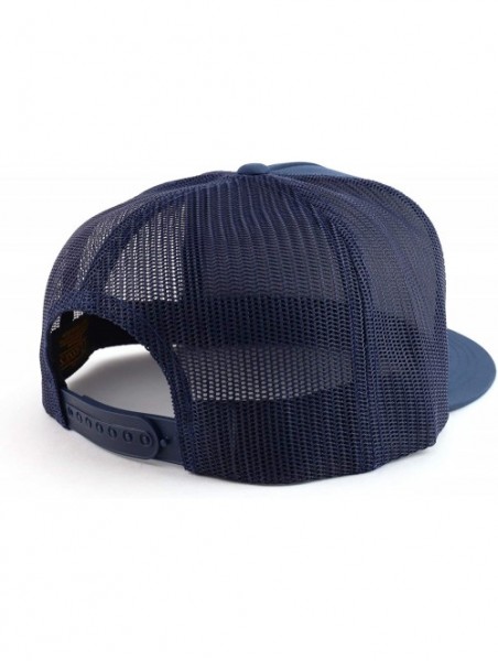 Baseball Caps Flexfit Oversize XXL Structured Blank 5 Panel Flatbill Snapback Mesh Cap - Navy - CZ192ROU6MY $18.91