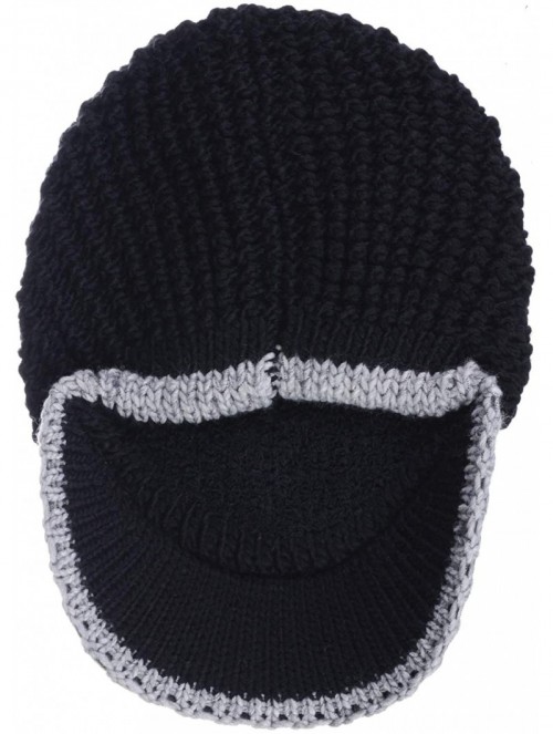 Skullies & Beanies Winter Fashion Knit Cap Hat for Women- Peaked Visor Beanie- Warm Fleece Lined-Many Styles - Black/Gray - C...