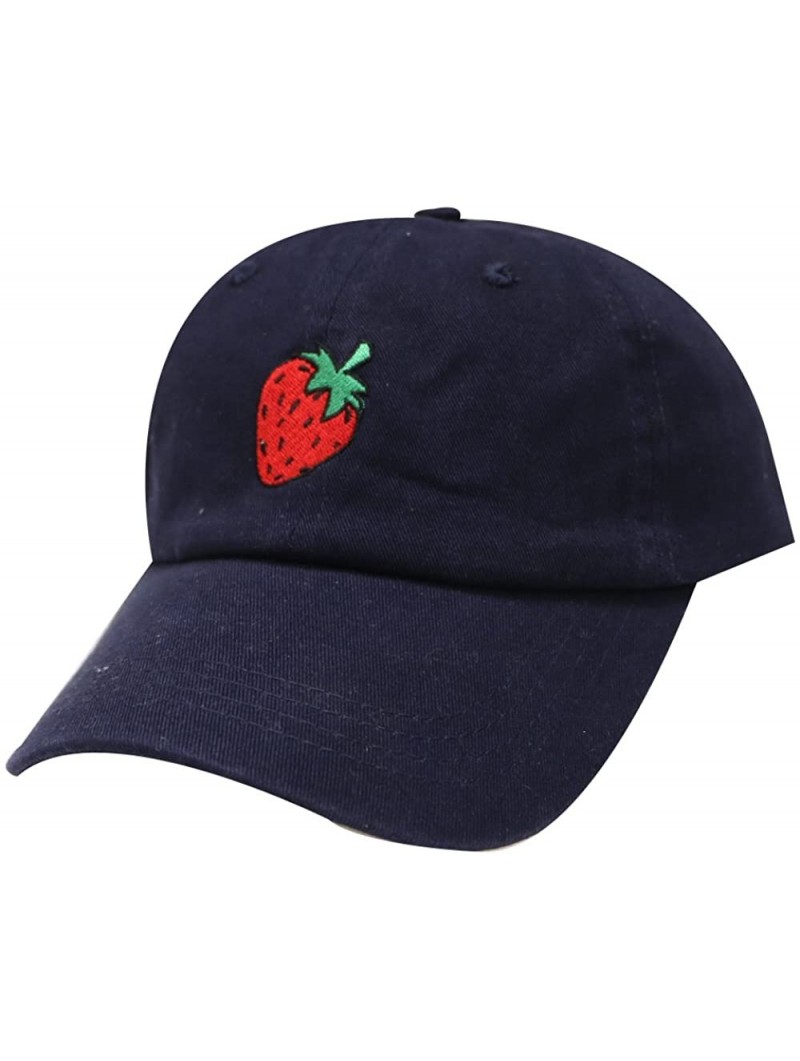 Baseball Caps Strawberry Cotton Baseball Dad Caps - Navy - C312M3Y17WR $13.05