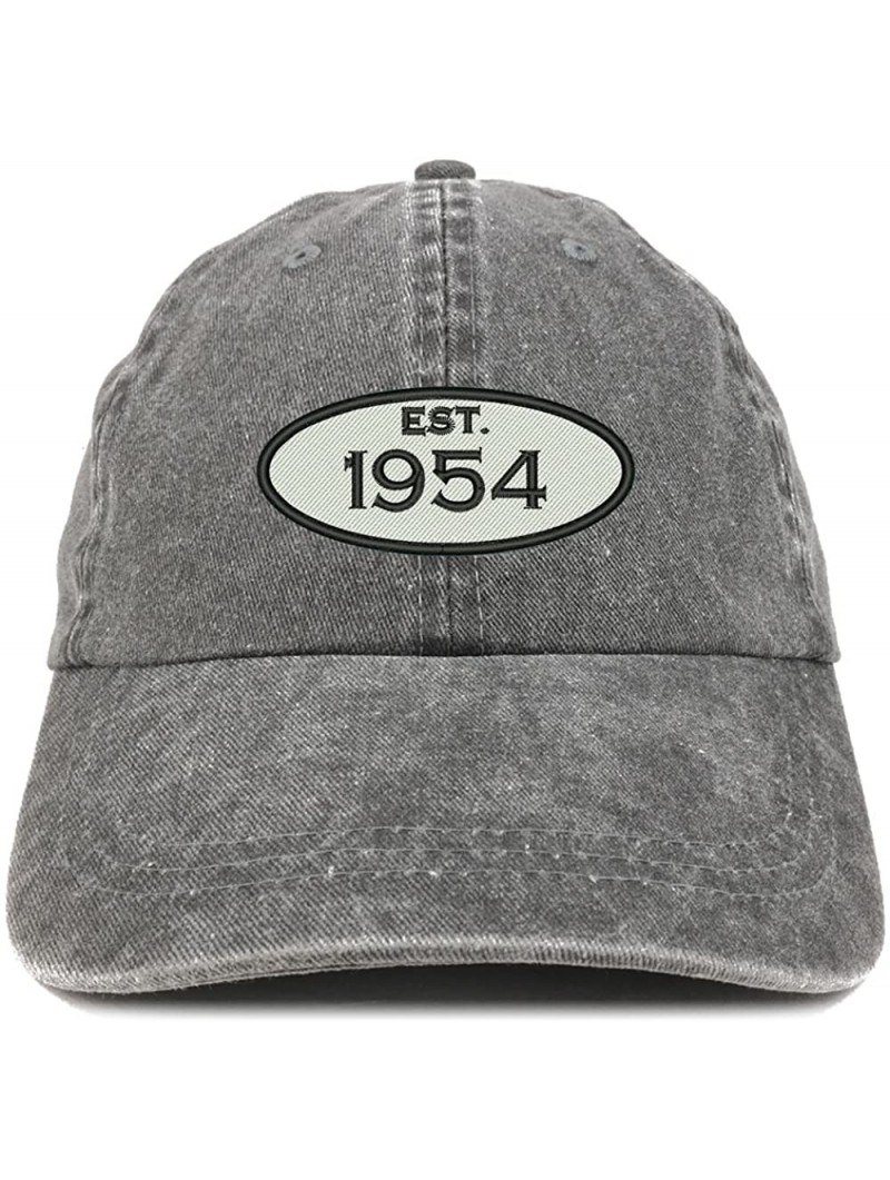 Baseball Caps Established 1954 Embroidered 66th Birthday Gift Pigment Dyed Washed Cotton Cap - Black - CS12NVDDVLV $20.80