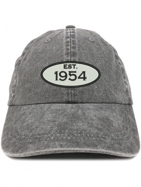 Baseball Caps Established 1954 Embroidered 66th Birthday Gift Pigment Dyed Washed Cotton Cap - Black - CS12NVDDVLV $20.80