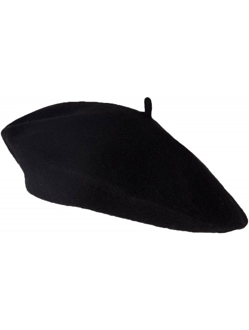 Berets 100% Wool Beret Hat Cap Black - CS12O53M47K $11.60