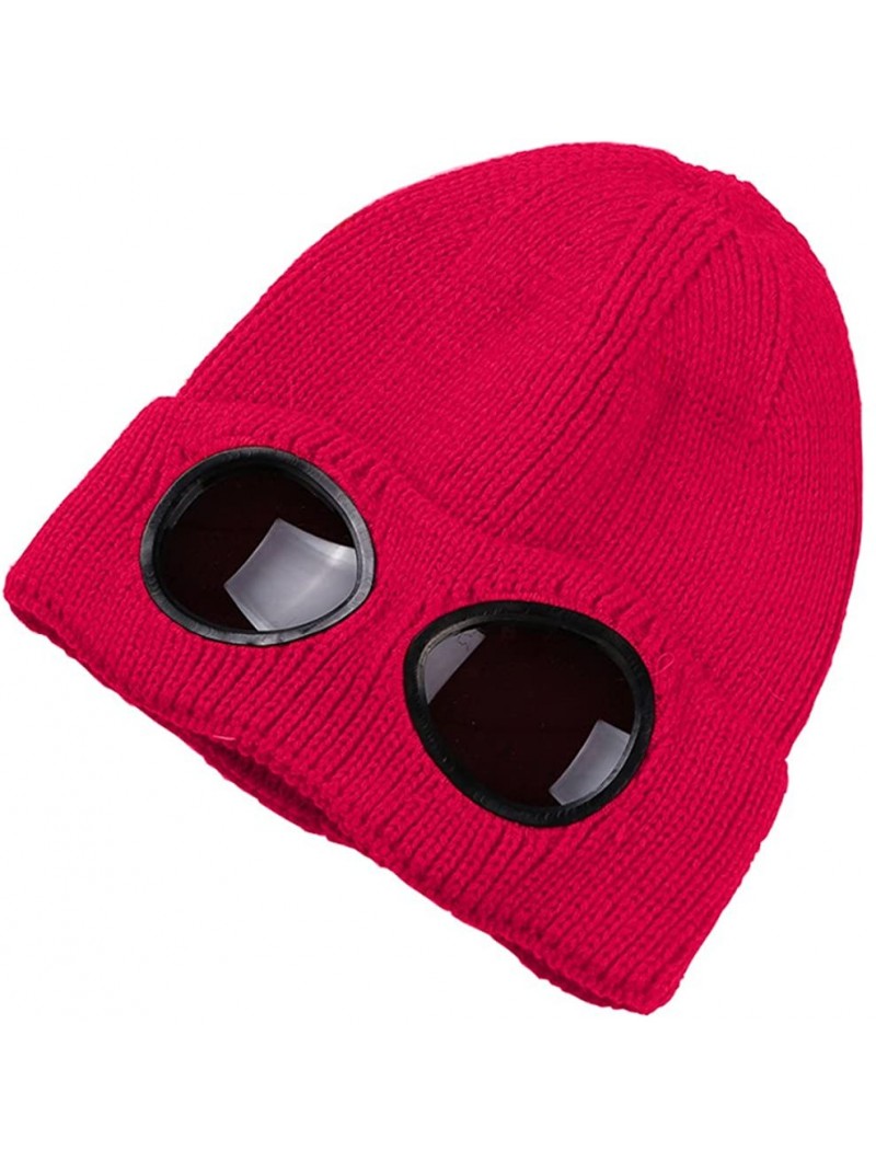 Skullies & Beanies Unisex Wool Knitted Goggles Beanie- Warm Winter Hat Outdoor Sports Cap Fashion Indoor Leisure Snow Cold Pr...