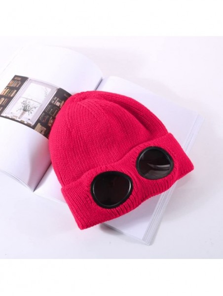 Skullies & Beanies Unisex Wool Knitted Goggles Beanie- Warm Winter Hat Outdoor Sports Cap Fashion Indoor Leisure Snow Cold Pr...