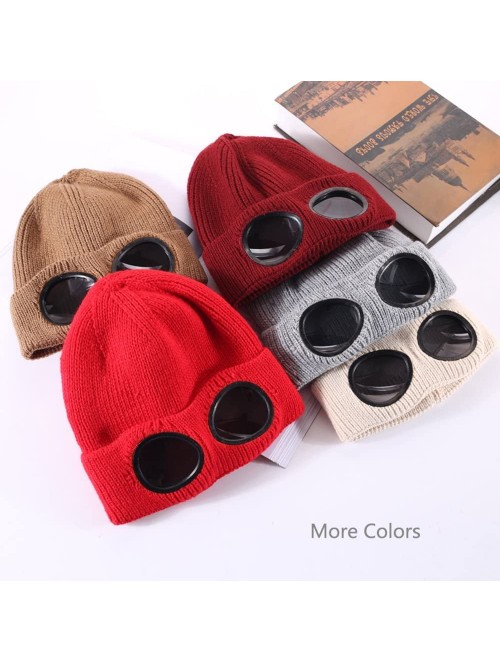 Skullies & Beanies Unisex Wool Knitted Goggles Beanie- Warm Winter Hat Outdoor Sports Cap Fashion Indoor Leisure Snow Cold Pr...