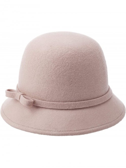 Bucket Hats 100% Wool Vintage Felt Cloche Bucket Bowler Hat Winter Women Church Hats - Light Khaki52 - CO18W82WXQC $28.39