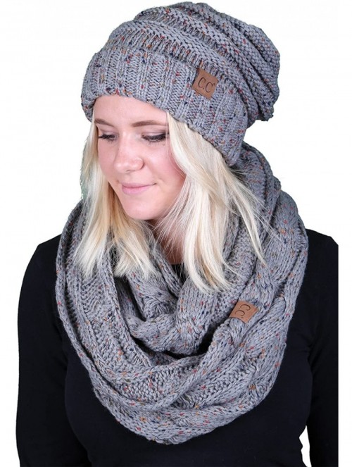 Skullies & Beanies Oversized Slouchy Beanie Bundled with Matching Infinity Scarf - A Confetti Dove Grey Design - CI1896I2ORG ...