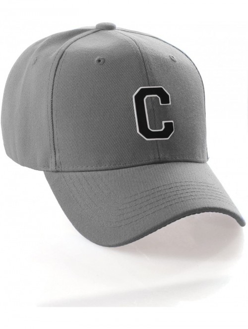 Baseball Caps Classic Baseball Hat Custom A to Z Initial Team Letter- Charcoal Cap White Black - Letter C - C718IDSACYA $15.23