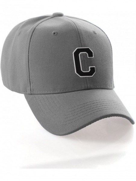 Baseball Caps Classic Baseball Hat Custom A to Z Initial Team Letter- Charcoal Cap White Black - Letter C - C718IDSACYA $15.23