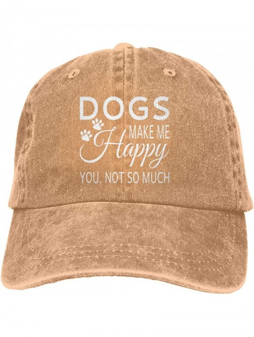 Baseball Caps Women Denim Hats Dogs Make Me Happy You Not So Much Baseball Caps Adjustable - Natural - CC196YXZDMT $18.59