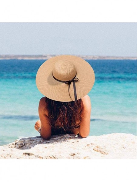 Sun Hats Women Sun Hat Wide Brim Floppy Simple Visor Sunscreen Folding Large Coastal Beach Sun Hat for Women UPF 50+ - CM18U0...