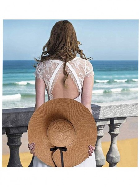 Sun Hats Women Sun Hat Wide Brim Floppy Simple Visor Sunscreen Folding Large Coastal Beach Sun Hat for Women UPF 50+ - CM18U0...