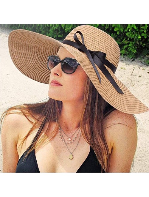 Sun Hats Women Sun Hat Wide Brim Floppy Simple Visor Sunscreen Folding Large Coastal Beach Sun Hat for Women UPF 50+ - CM18U0...