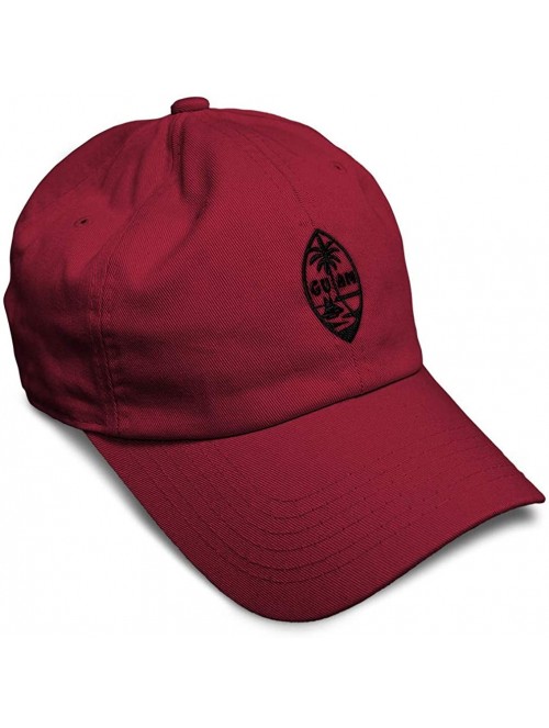 Baseball Caps Custom Soft Baseball Cap Seal of Guam Embroidery Cotton Dad Hats for Men & Women - Burgandy - CL18TLHS87H $15.86