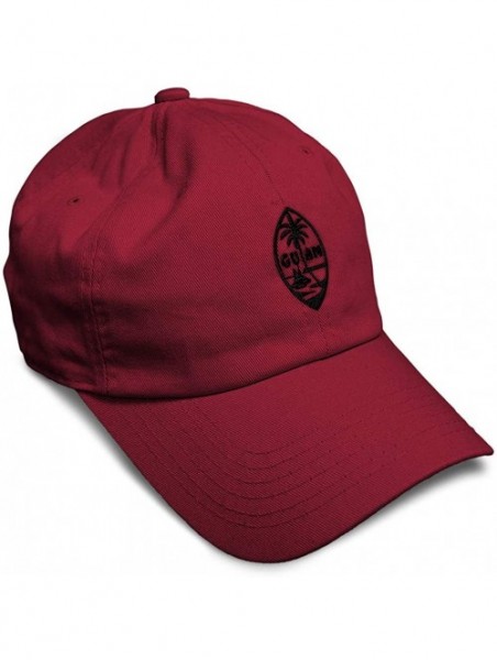 Baseball Caps Custom Soft Baseball Cap Seal of Guam Embroidery Cotton Dad Hats for Men & Women - Burgandy - CL18TLHS87H $15.86