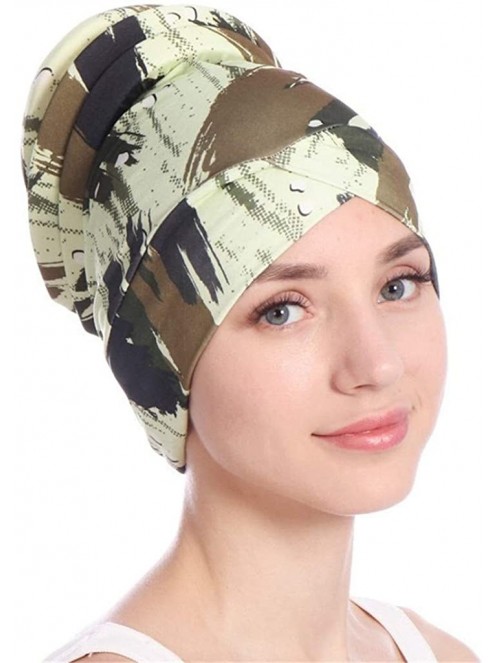 Skullies & Beanies Newly Fashion Women Islamic Muslim Leaves Hijab Turban Hat Headwrap Scarf Cover Chemo Cap Gift - Army Gree...