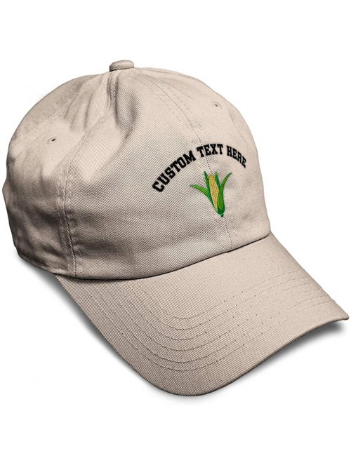 Baseball Caps Custom Soft Baseball Cap Ear of Corn Embroidery Dad Hats for Men & Women - Stone - CK18SHIX5XD $28.96