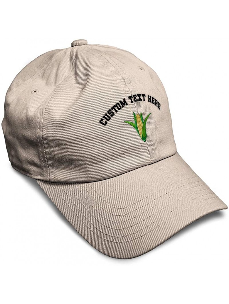 Baseball Caps Custom Soft Baseball Cap Ear of Corn Embroidery Dad Hats for Men & Women - Stone - CK18SHIX5XD $28.96