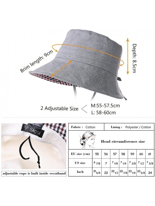 Sun Hats Crushable Summer Sunhat Women SPF50 100% Cotton Safari Beach Bucket Hats 55-59CM - 99004_black - CM18EM23ZW7 $24.95