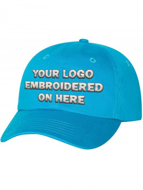 Baseball Caps Custom Dad Soft Hat Add Your Own Embroidered Logo Personalized Adjustable Cap - Neon Blue - C51953W0YNH $27.26