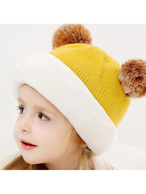 Skullies & Beanies Toddlers Girls Boys Winter Earflap Hood Scarf Shawl Hat Warm Knit Flap Cap Cute Face Cover - Yellow - CH18...