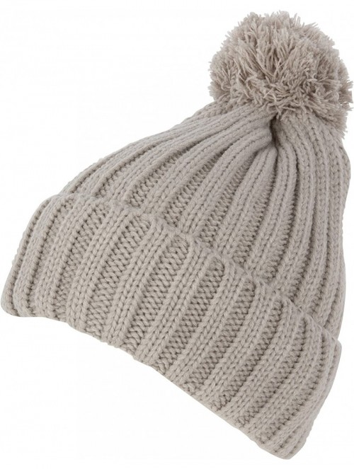 Skullies & Beanies Makena Unisex Pom Pom Solid Color Winter Beanie Cap - Grey - CV124LWAPT9 $12.31