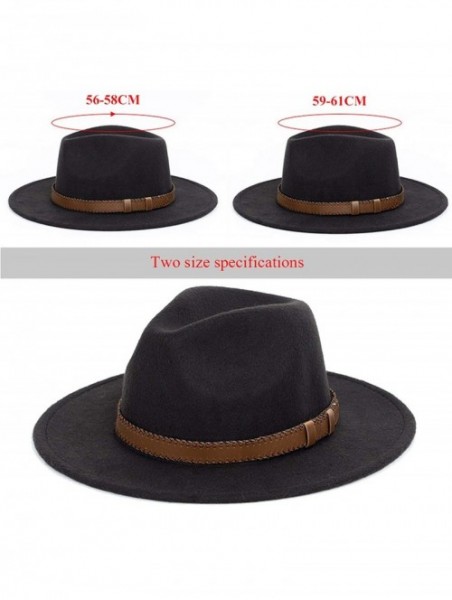 Fedoras Women Men Wide Brim Fedora hat Wool Pork Pie Flat Top Hat Vintage Felt hat Gambler Hat - Navy - C118QC50DRQ $26.75