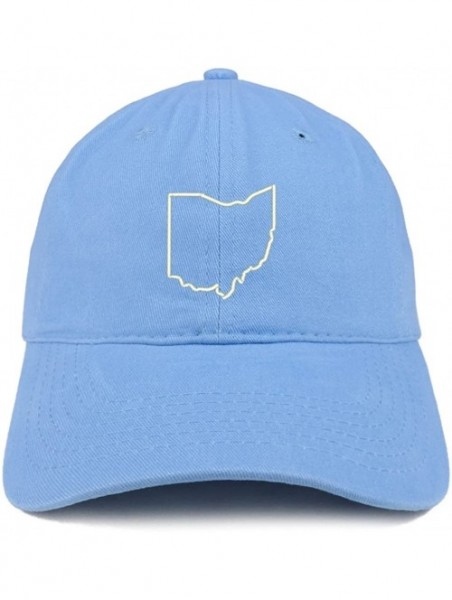 Baseball Caps Ohio State Outline State Embroidered Cotton Dad Hat - Carolina Blue - CV18G6CKLR5 $23.91