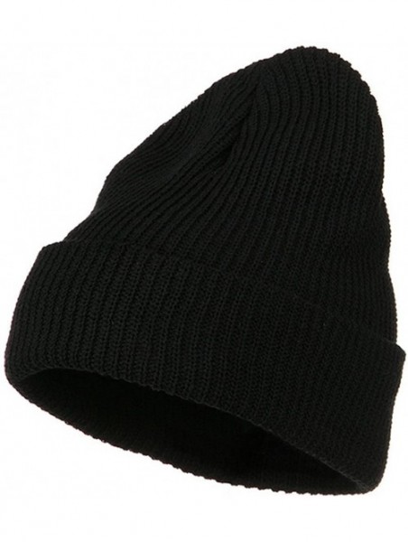 Skullies & Beanies Eco Cotton Ribbed XL Cuff Beanie - Black - C4115EH0Y25 $28.98