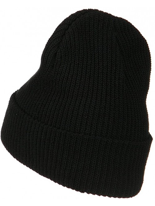 Skullies & Beanies Eco Cotton Ribbed XL Cuff Beanie - Black - C4115EH0Y25 $28.98