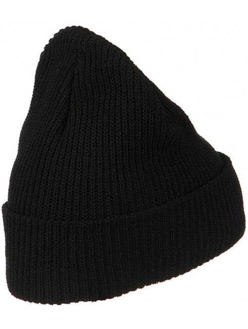 Skullies & Beanies Eco Cotton Ribbed XL Cuff Beanie - Black - C4115EH0Y25 $28.98