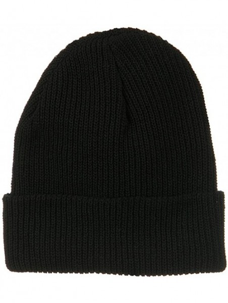 Skullies & Beanies Eco Cotton Ribbed XL Cuff Beanie - Black - C4115EH0Y25 $28.98