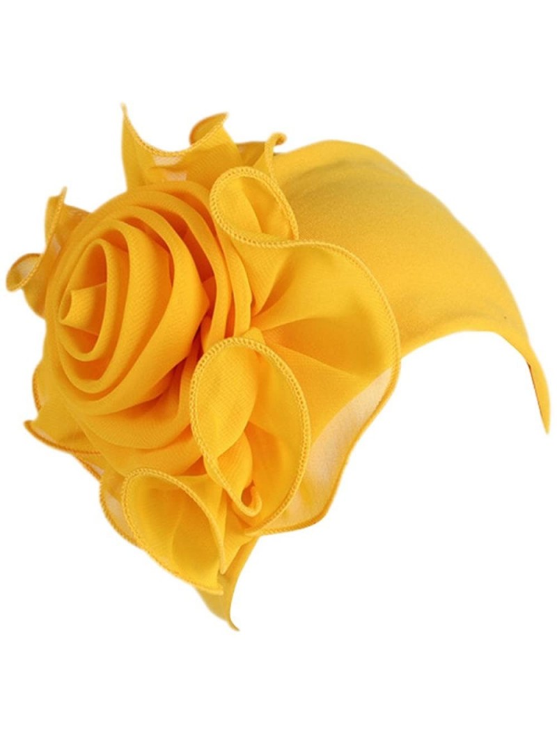 Skullies & Beanies Cancer Turbans Twisted Headwear Flowers - Yellow - CT18XY8XXQN $11.07