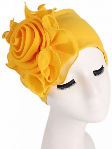 Skullies & Beanies Cancer Turbans Twisted Headwear Flowers - Yellow - CT18XY8XXQN $11.07