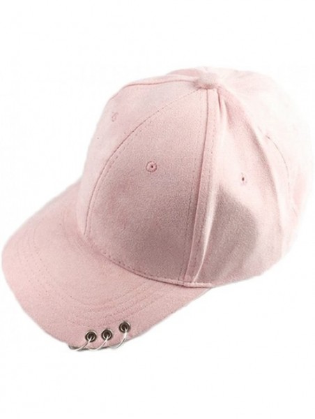 Baseball Caps Unisex Men Women Baseball Caps with Silver Rings Golf Snapback Hip-hop Hat Adjustable - Pink - CQ17XW87IXT $11.14