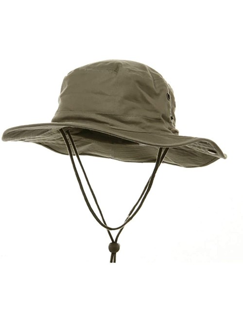 Sun Hats MG Men's Brushed Cotton Twill Aussie Side Snap Chin Cord Hat - Khaki - CR114U131ZX $36.97